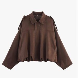 medium size brand new / Women's Brown Faux Suede Bomber Jacket